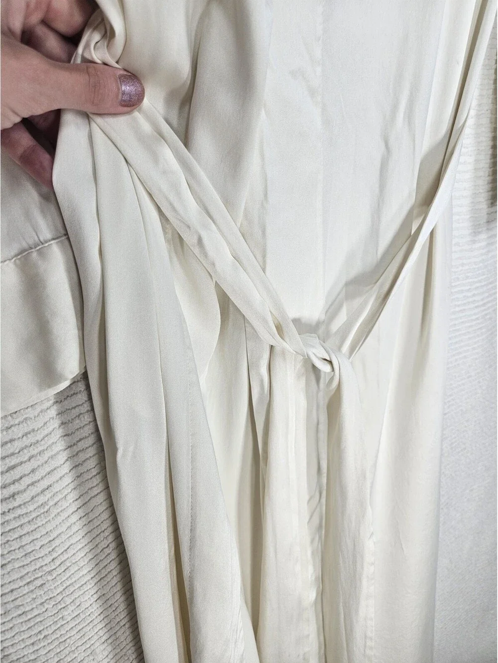 Ivory Satin Robe 93% Silk Brooks Brothers S Dressing Gown wSash Bridal Wedding